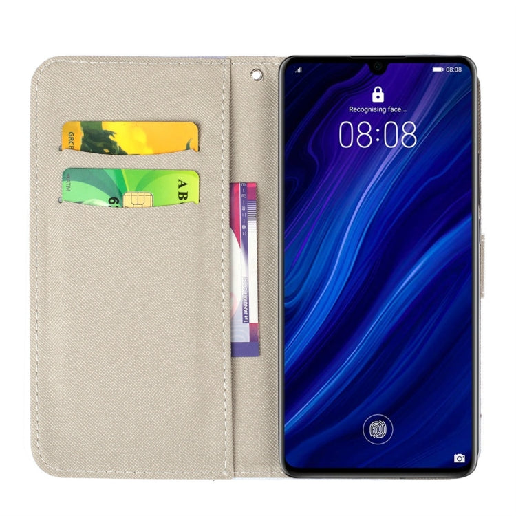 Crown Pattern Colored Drawing Horizontal Flip Leather Case for Huawei P30, with Holder & Card Slots & Wallet & Lanyard