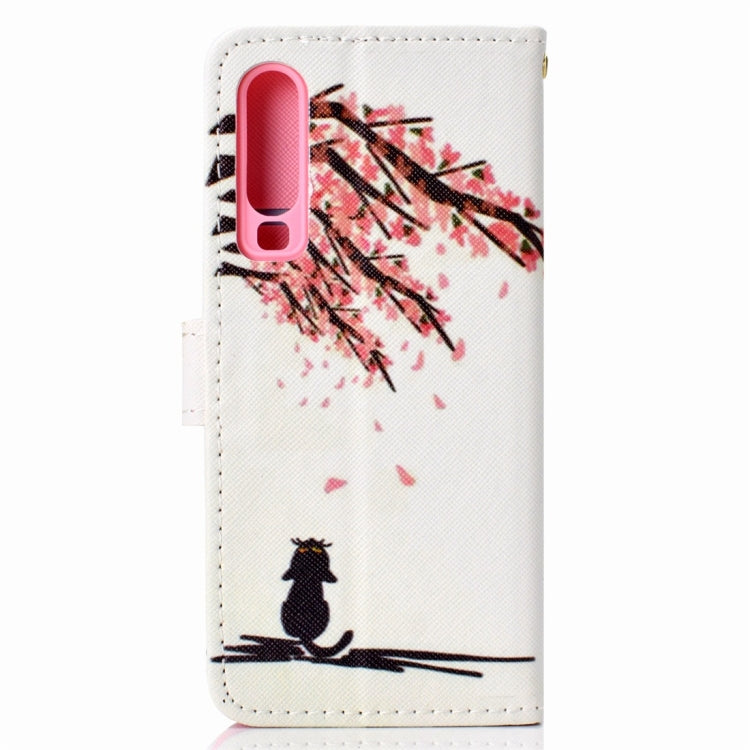 Cherry Tree Pattern Colored Drawing Horizontal Flip Leather Case for Huawei P30, with Holder & Card Slots & Wallet & Lanyard