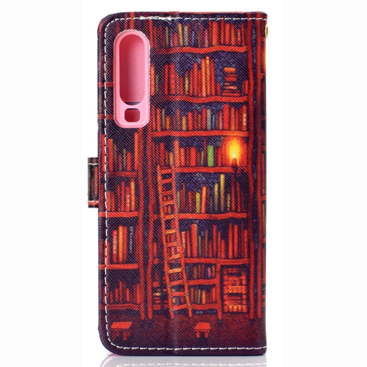 Bookshelf Pattern Colored Drawing Horizontal Flip Leather Case for Huawei P30, with Holder & Card Slots & Wallet & Lanyard
