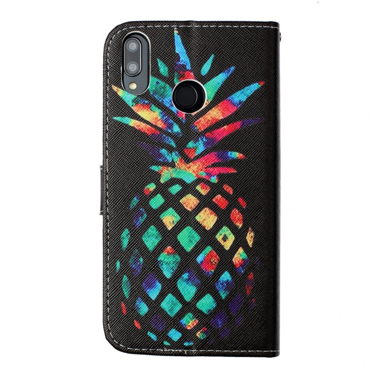 Colorful Pineapple Pattern Colored Drawing Horizontal Flip Leather Case for Huawei P Smart (2019), with Holder & Card Slots & Wallet & Lanyard
