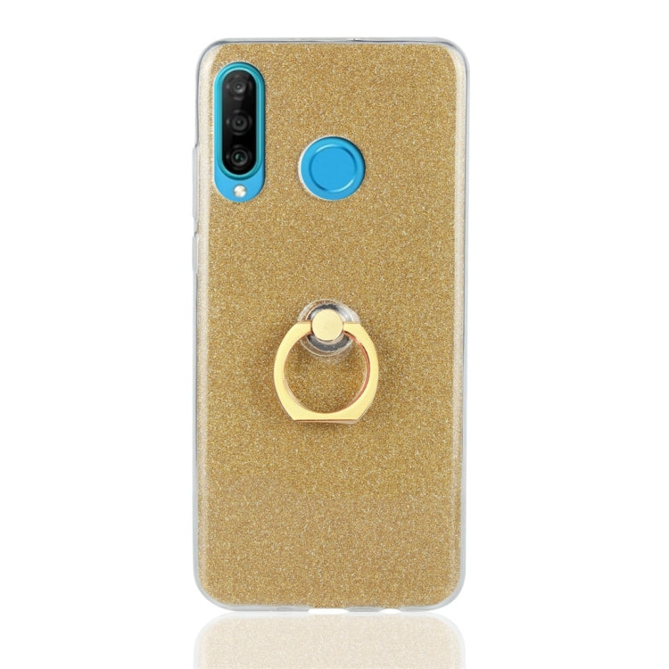 Glittery Powder Shockproof TPU Protective Case for Huawei P30 Lite, with 360 Degree Rotation Ring Holder