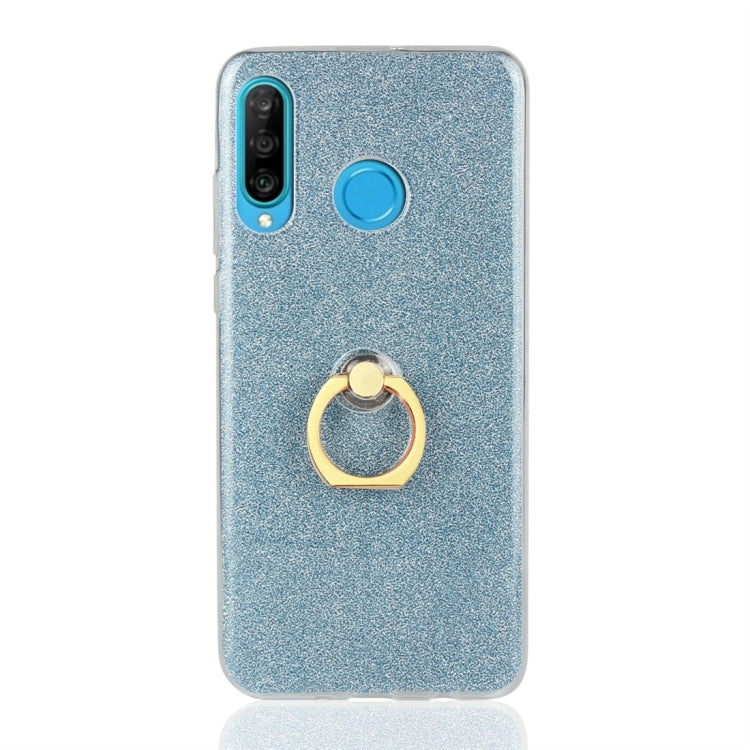 Glittery Powder Shockproof TPU Protective Case for Huawei P30 Lite, with 360 Degree Rotation Ring Holder