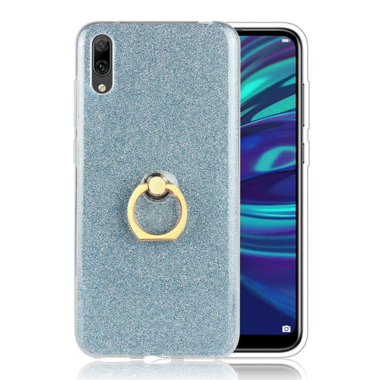 Glittery Powder Shockproof TPU Protective Case for Huawei Enjoy 9, with 360 Degree Rotation Ring Holder