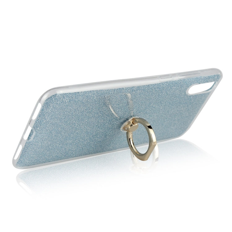 Glittery Powder Shockproof TPU Protective Case for Huawei Enjoy 9, with 360 Degree Rotation Ring Holder