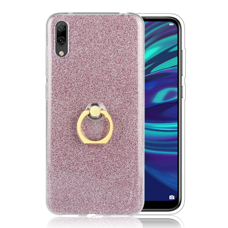 Glittery Powder Shockproof TPU Protective Case for Huawei Enjoy 9, with 360 Degree Rotation Ring Holder
