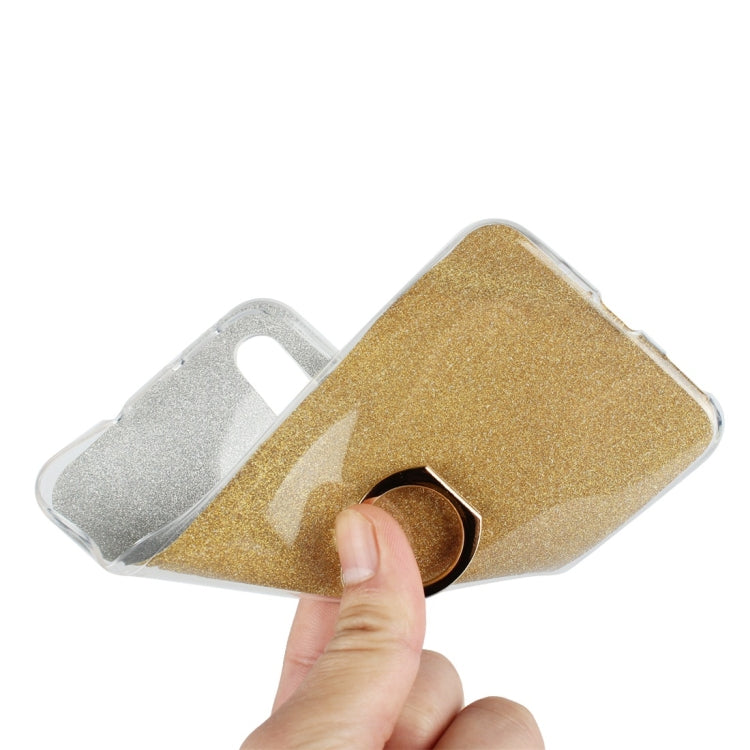 Glittery Powder Shockproof TPU Protective Case for Huawei Nova 4, with 360 Degree Rotation Ring Holder