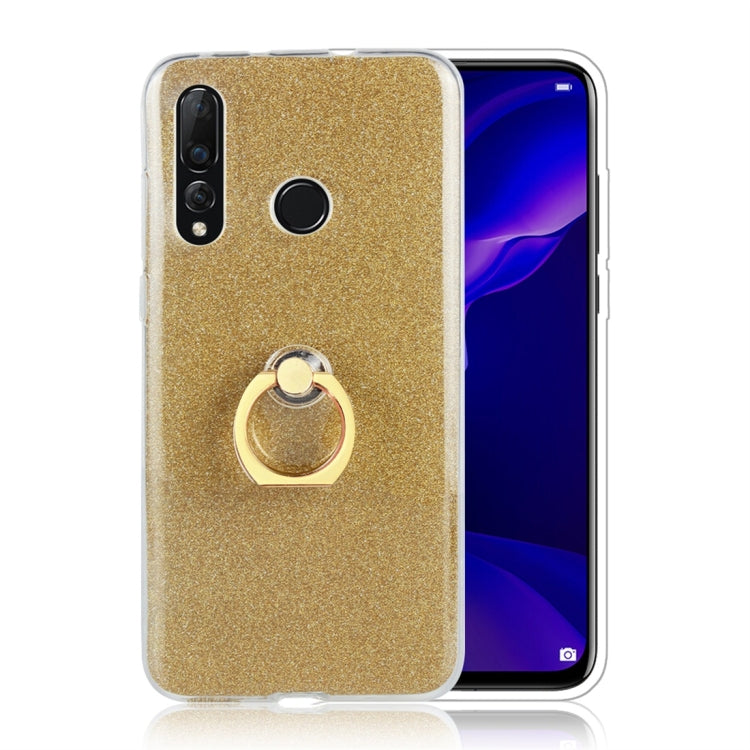 Glittery Powder Shockproof TPU Protective Case for Huawei Nova 4, with 360 Degree Rotation Ring Holder