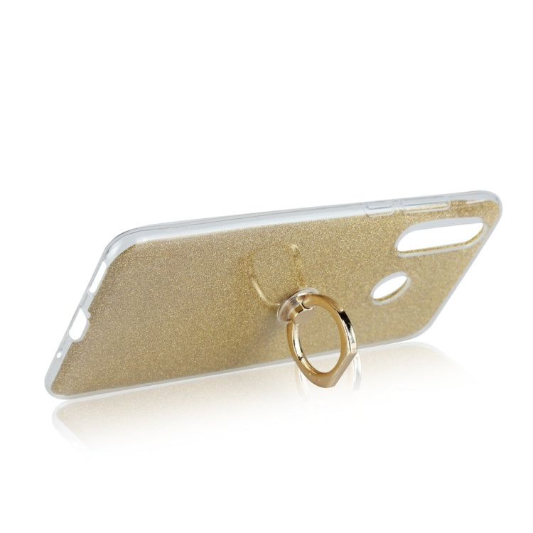 Glittery Powder Shockproof TPU Protective Case for Huawei Nova 4, with 360 Degree Rotation Ring Holder