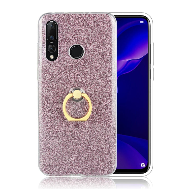 Glittery Powder Shockproof TPU Protective Case for Huawei Nova 4, with 360 Degree Rotation Ring Holder