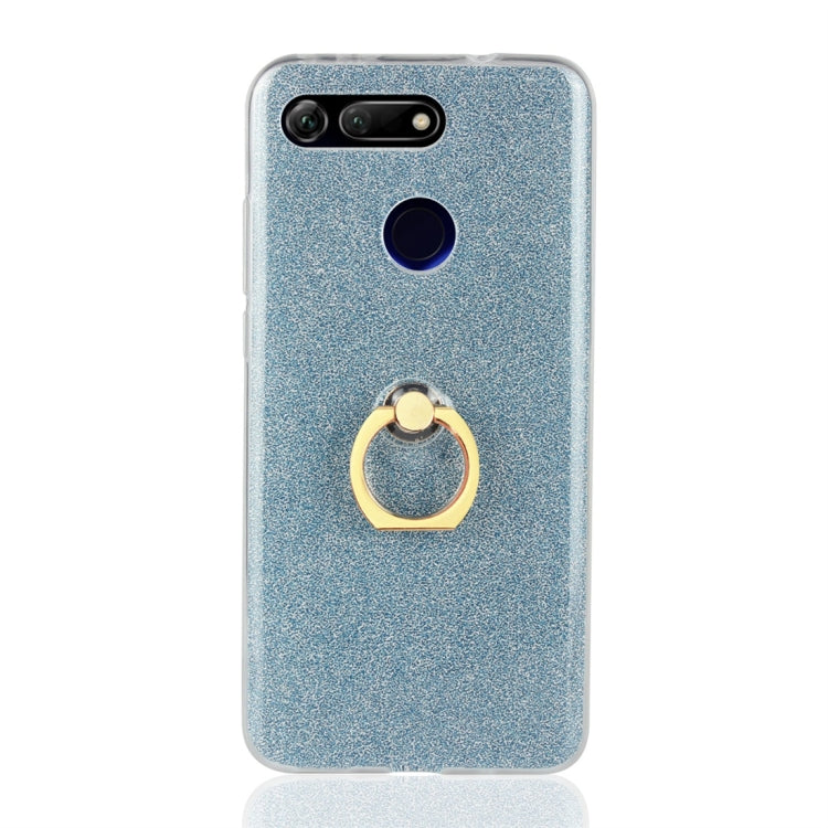 Glittery Powder Shockproof TPU Protective Case for Huawei Honor View 20, with 360 Degree Rotation Ring Holder