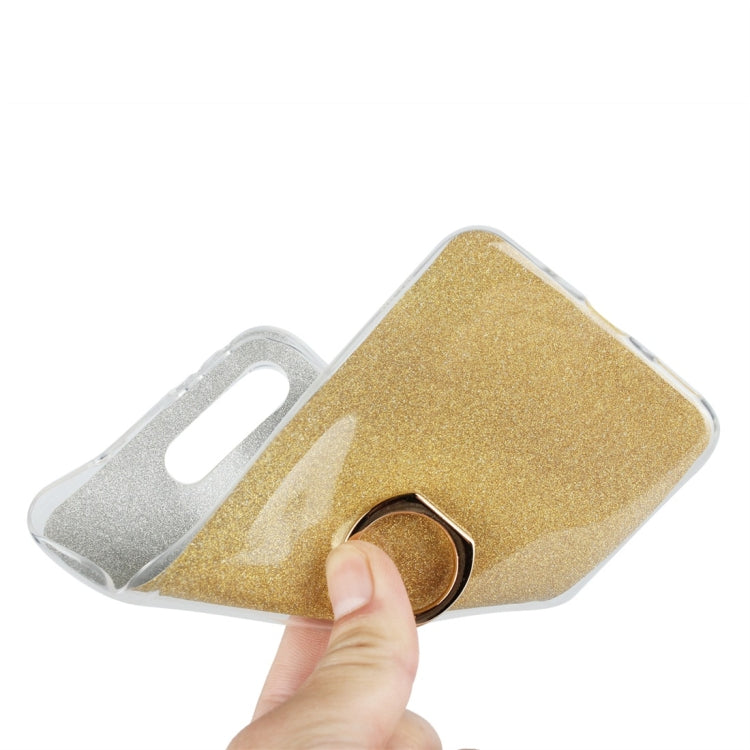 Glittery Powder Shockproof TPU Protective Case for Huawei Honor View 20, with 360 Degree Rotation Ring Holder