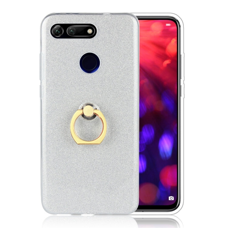 Glittery Powder Shockproof TPU Protective Case for Huawei Honor View 20, with 360 Degree Rotation Ring Holder