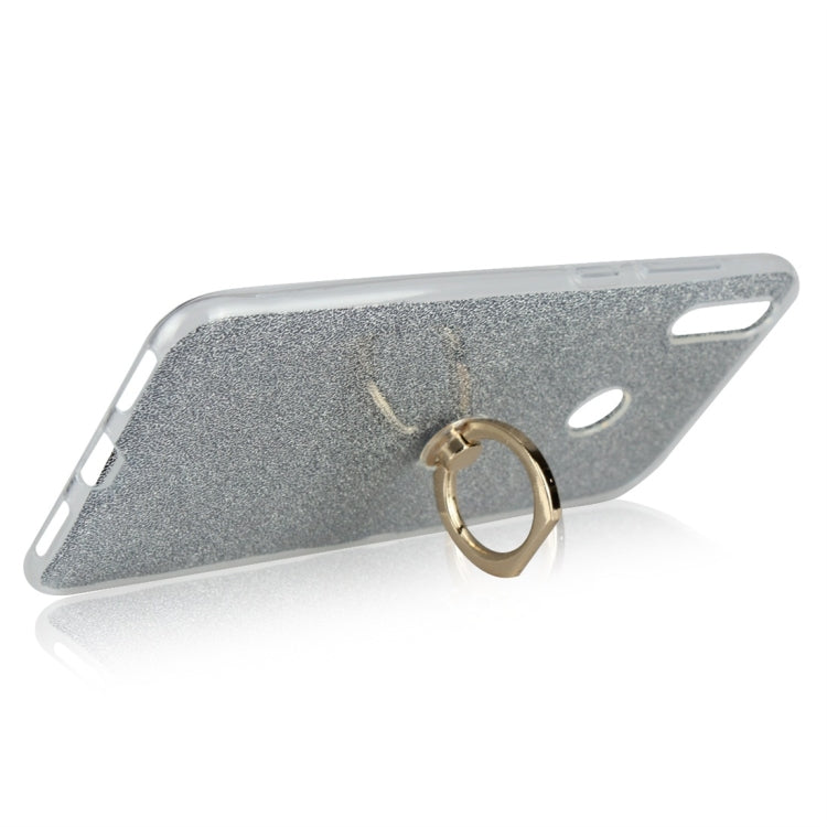 Glittery Powder Shockproof TPU Protective Case for Huawei Y7 (2019), with 360 Degree Rotation Ring Holder