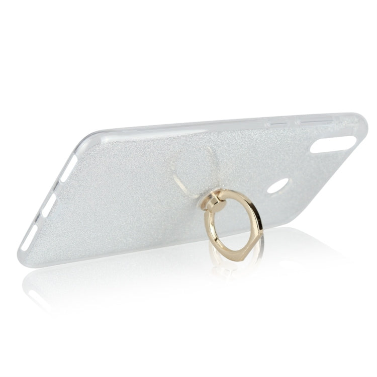 Glittery Powder Shockproof TPU Protective Case for Huawei Y7 (2019), with 360 Degree Rotation Ring Holder