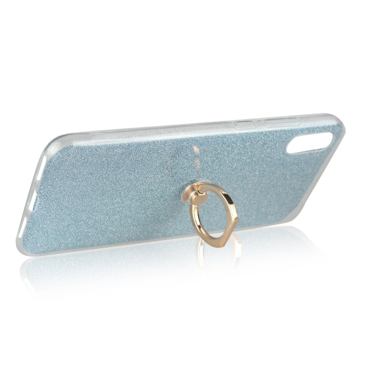 Glittery Powder Shockproof TPU Protective Case for Huawei Honor Play 8A, with 360 Degree Rotation Ring Holder