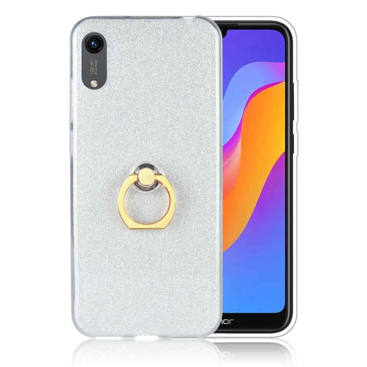 Glittery Powder Shockproof TPU Protective Case for Huawei Honor Play 8A, with 360 Degree Rotation Ring Holder