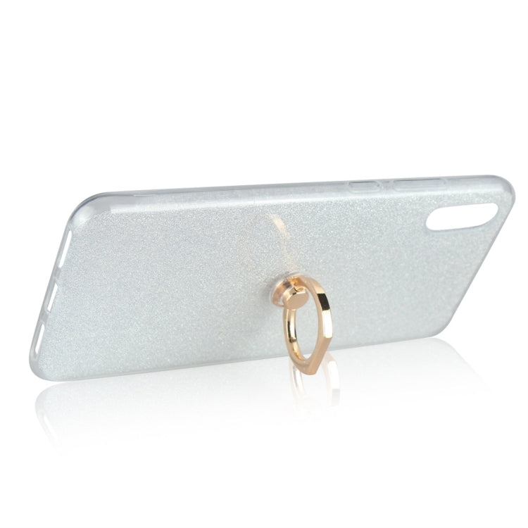 Glittery Powder Shockproof TPU Protective Case for Huawei Honor Play 8A, with 360 Degree Rotation Ring Holder