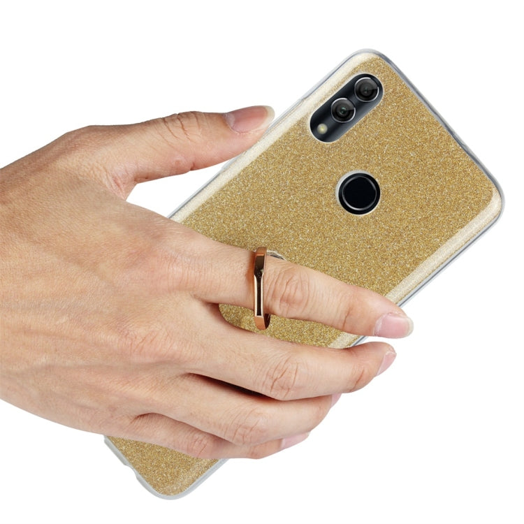 Glittery Powder Shockproof TPU Protective Case for Huawei Honor 10 Lite, with 360 Degree Rotation Ring Holder