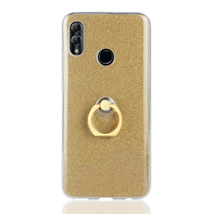 Glittery Powder Shockproof TPU Protective Case for Huawei Honor 10 Lite, with 360 Degree Rotation Ring Holder