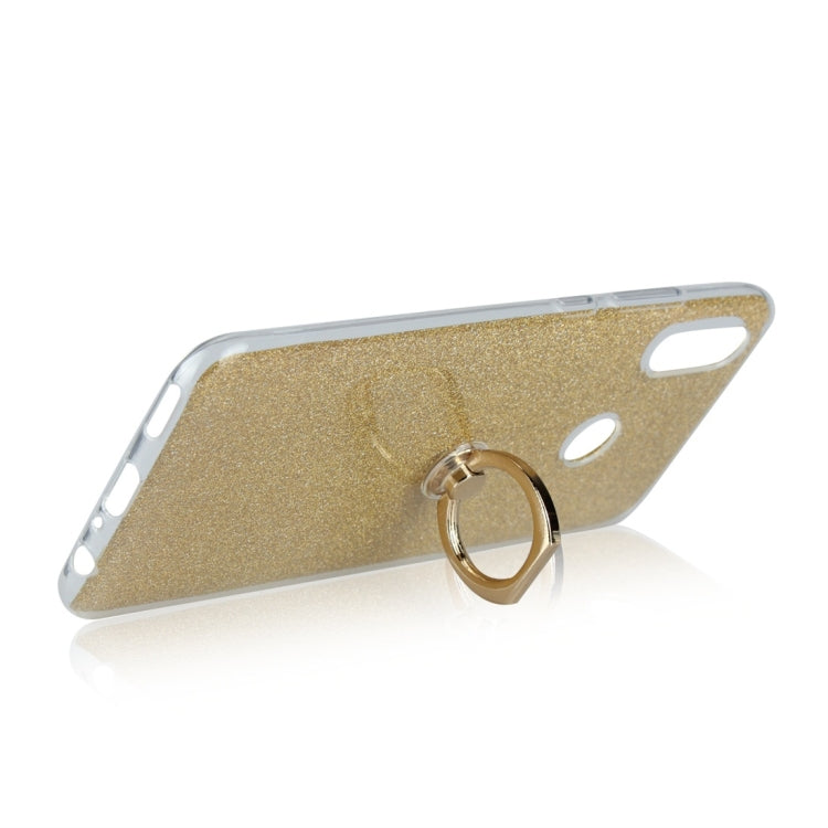 Glittery Powder Shockproof TPU Protective Case for Huawei Honor 10 Lite, with 360 Degree Rotation Ring Holder