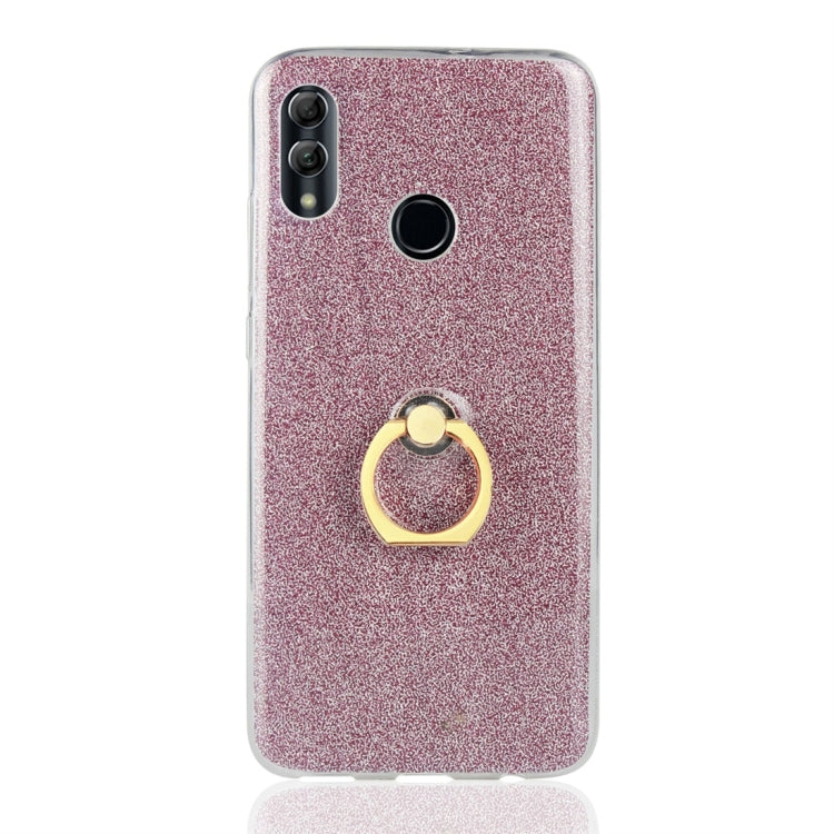 Glittery Powder Shockproof TPU Protective Case for Huawei Honor 10 Lite, with 360 Degree Rotation Ring Holder