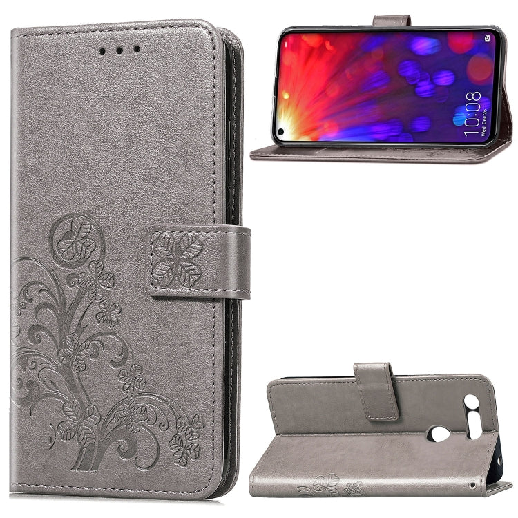 Lucky Clover Pressed Flowers Pattern Leather Case for Huawei V20, with Holder & Card Slots & Wallet & Hand Strap