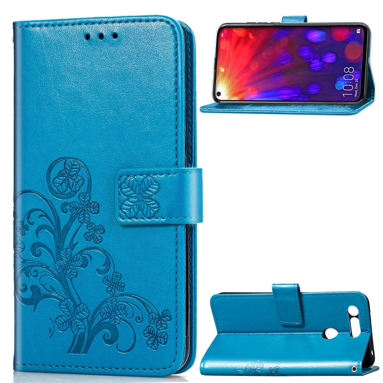 Lucky Clover Pressed Flowers Pattern Leather Case for Huawei V20, with Holder & Card Slots & Wallet & Hand Strap