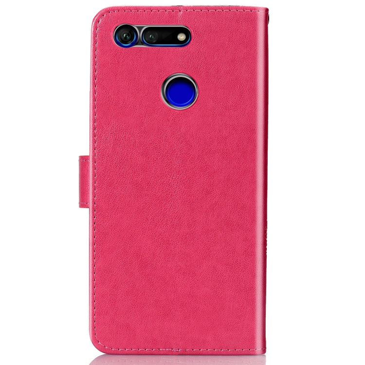 Lucky Clover Pressed Flowers Pattern Leather Case for Huawei V20, with Holder & Card Slots & Wallet & Hand Strap