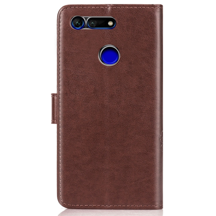 Lucky Clover Pressed Flowers Pattern Leather Case for Huawei V20, with Holder & Card Slots & Wallet & Hand Strap
