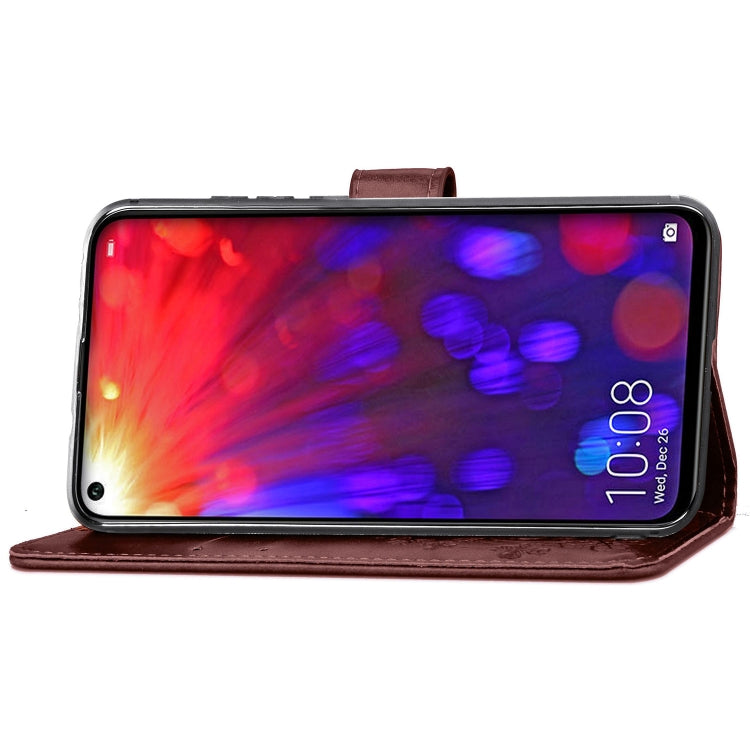 Lucky Clover Pressed Flowers Pattern Leather Case for Huawei V20, with Holder & Card Slots & Wallet & Hand Strap