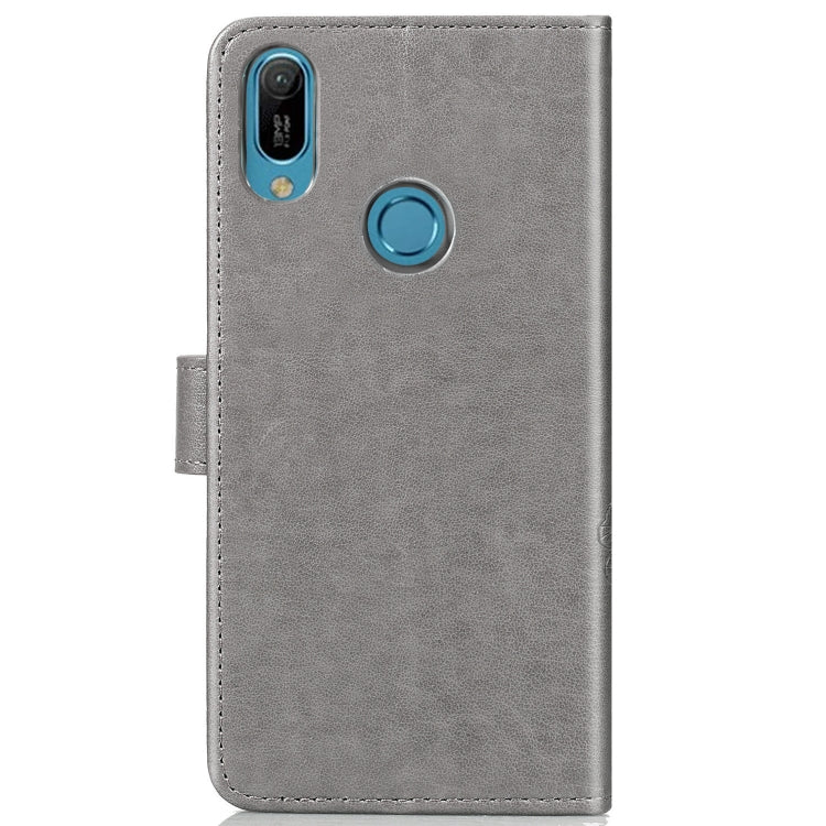 Lucky Clover Pressed Flowers Pattern Leather Case for Huawei Y6 2019, with Holder & Card Slots & Wallet & Hand Strap