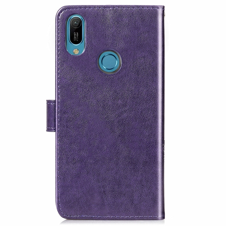 Lucky Clover Pressed Flowers Pattern Leather Case for Huawei Y6 2019, with Holder & Card Slots & Wallet & Hand Strap