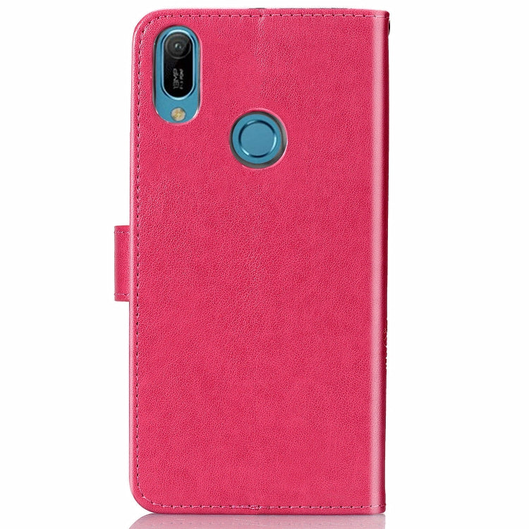 Lucky Clover Pressed Flowers Pattern Leather Case for Huawei Y6 2019, with Holder & Card Slots & Wallet & Hand Strap