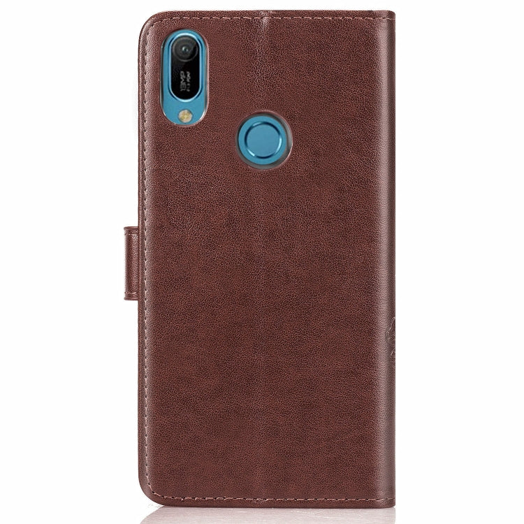 Lucky Clover Pressed Flowers Pattern Leather Case for Huawei Y6 2019, with Holder & Card Slots & Wallet & Hand Strap