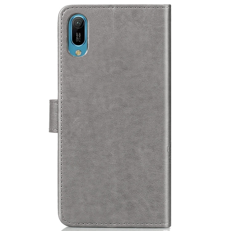 Lucky Clover Pressed Flowers Pattern Leather Case for Huawei Y6 Pro 2019, with Holder & Card Slots & Wallet & Hand Strap