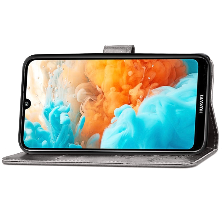 Lucky Clover Pressed Flowers Pattern Leather Case for Huawei Y6 Pro 2019, with Holder & Card Slots & Wallet & Hand Strap