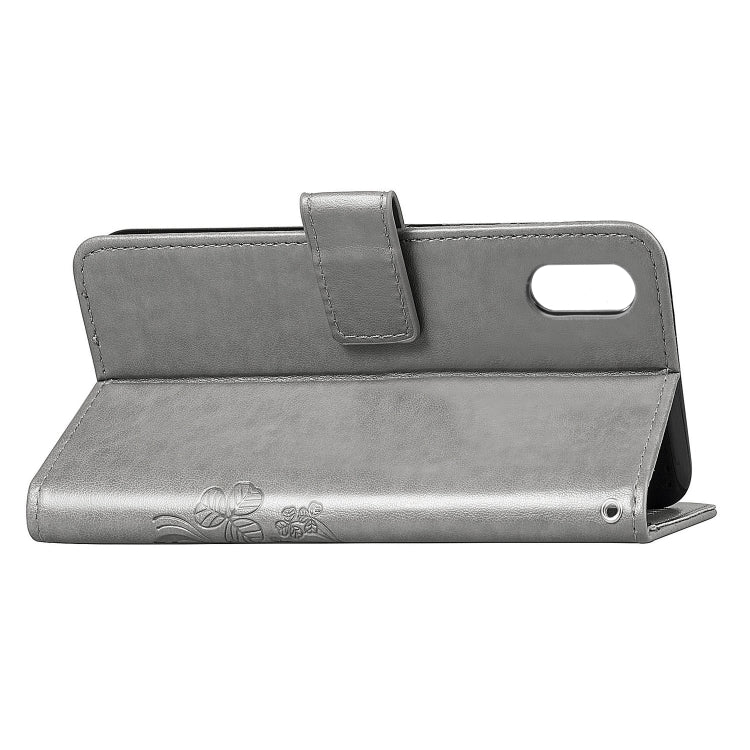 Lucky Clover Pressed Flowers Pattern Leather Case for Huawei Y6 Pro 2019, with Holder & Card Slots & Wallet & Hand Strap