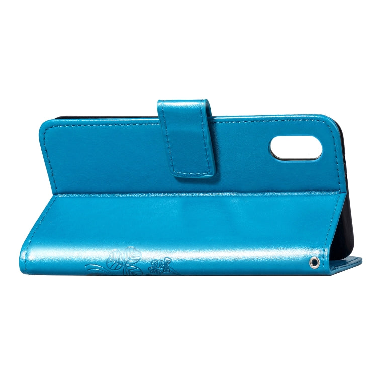 Lucky Clover Pressed Flowers Pattern Leather Case for Huawei Y6 Pro 2019, with Holder & Card Slots & Wallet & Hand Strap