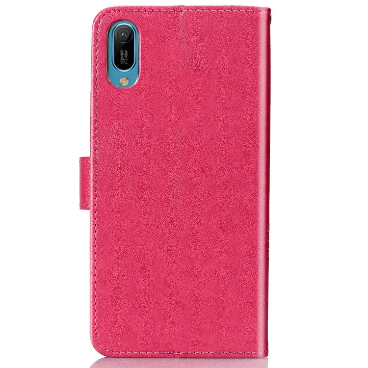Lucky Clover Pressed Flowers Pattern Leather Case for Huawei Y6 Pro 2019, with Holder & Card Slots & Wallet & Hand Strap