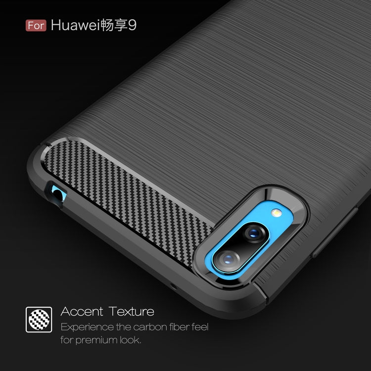 Brushed Texture Carbon Fiber Shockproof TPU Case for Huawei Enjoy 9