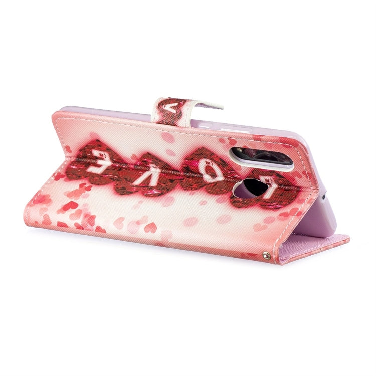 Love Pattern Horizontal Flip Leather Case for Huawei P30 Lite, with Holder & Card Slots & Wallet
