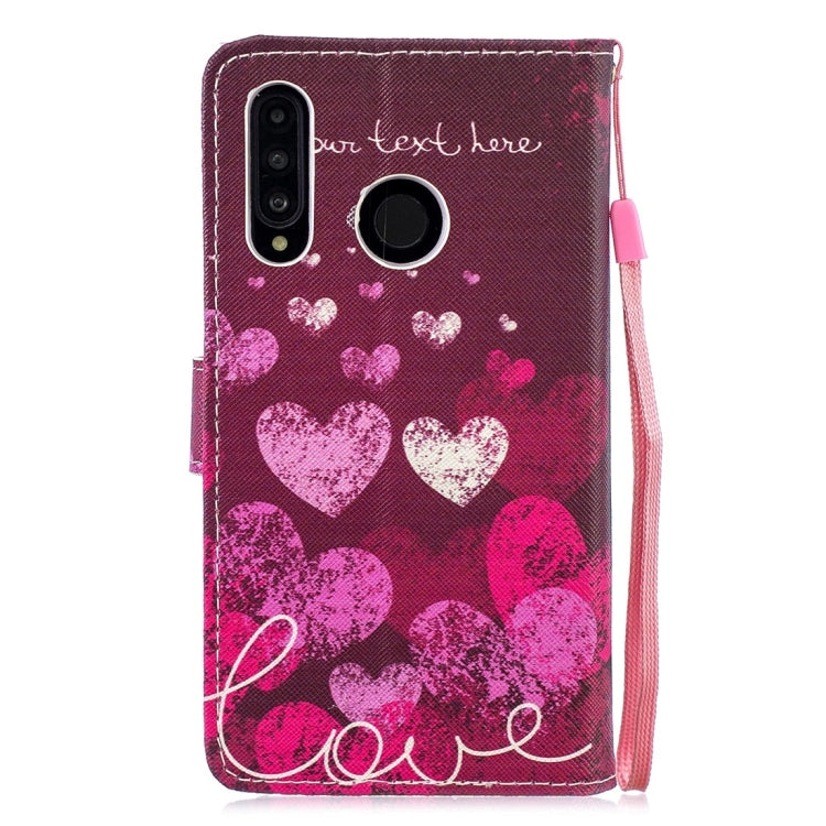 Letter Heart Pattern Horizontal Flip Leather Case for Huawei P30 Lite, with Holder & Card Slots & Wallet