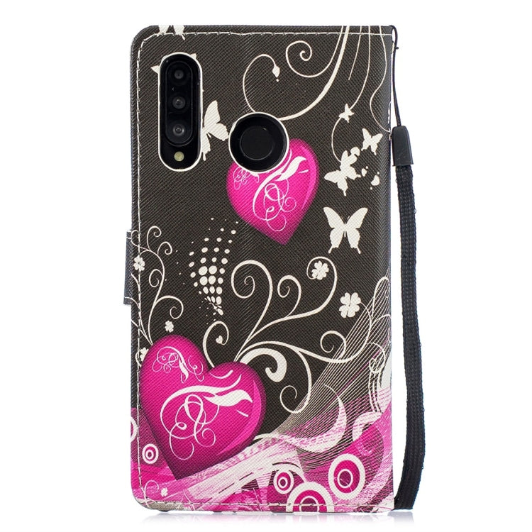 Little Peach Heart Pattern Horizontal Flip Leather Case for Huawei P30 Lite, with Holder & Card Slots & Wallet