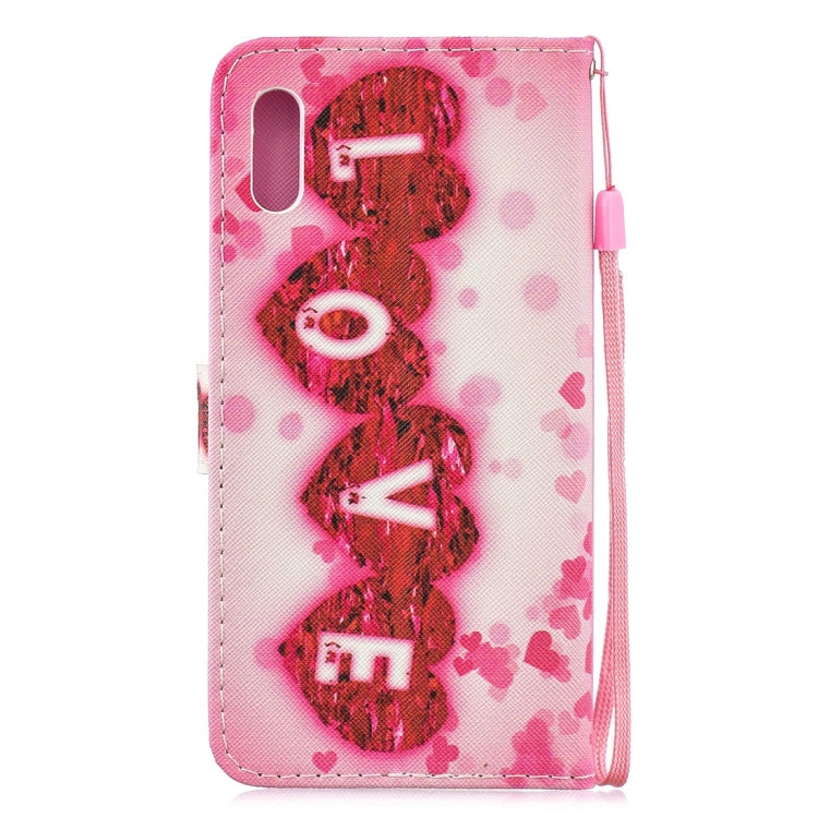 Love Pattern Horizontal Flip Leather Case for Huawei Y6 Pro (2019), with Holder & Card Slots & Wallet