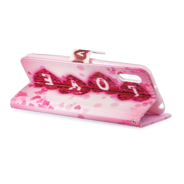 Love Pattern Horizontal Flip Leather Case for Huawei Y6 Pro (2019), with Holder & Card Slots & Wallet