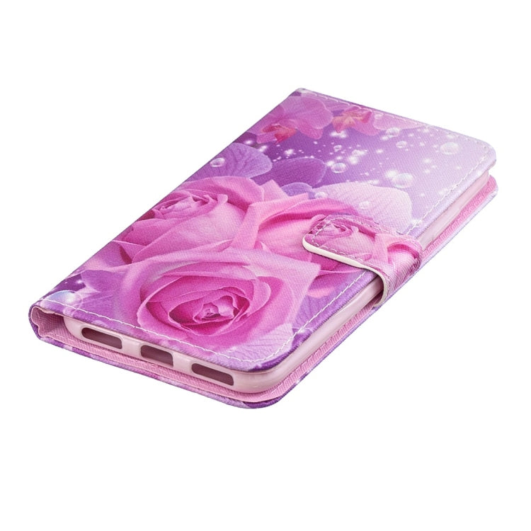 Rose Pattern Horizontal Flip Leather Case for Huawei Y6 Pro (2019), with Holder & Card Slots & Wallet