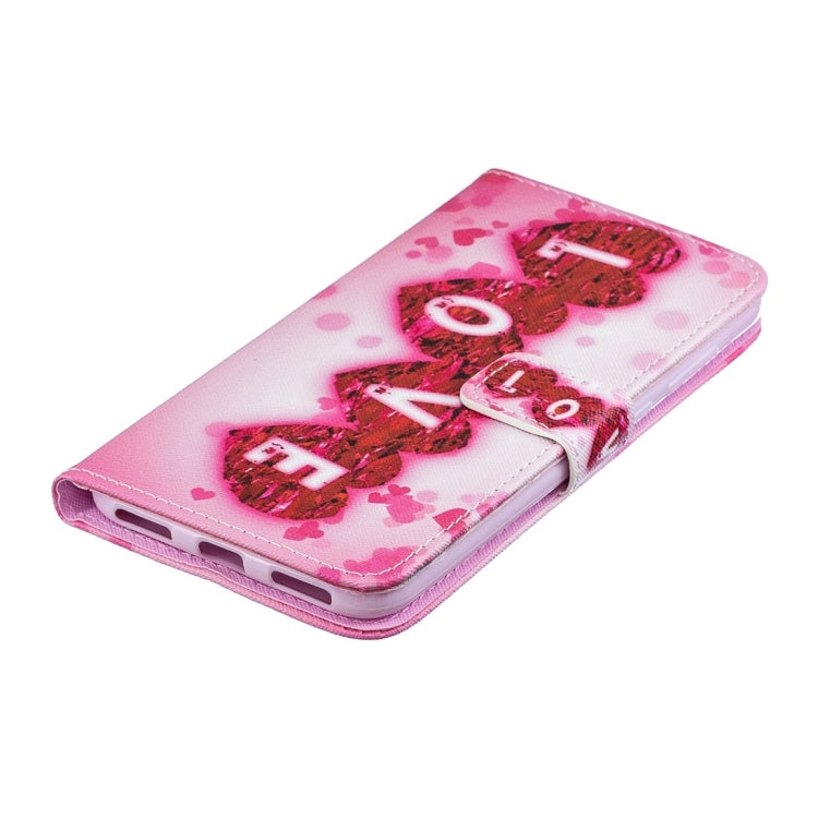 Love Pattern Horizontal Flip Leather Case for Huawei Y7 (2019), with Holder & Card Slots & Wallet