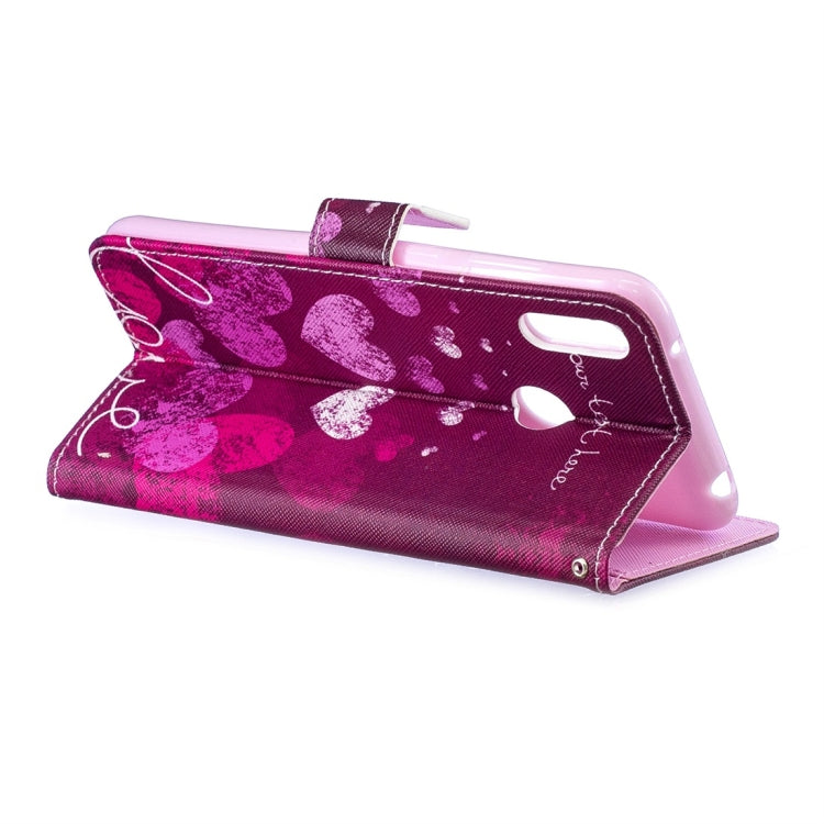 Letter Heart Pattern Horizontal Flip Leather Case for Huawei Y7 (2019), with Holder & Card Slots & Wallet