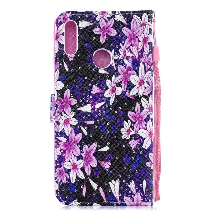 Lily Pattern Horizontal Flip Leather Case for Huawei Y7 (2019), with Holder & Card Slots & Wallet