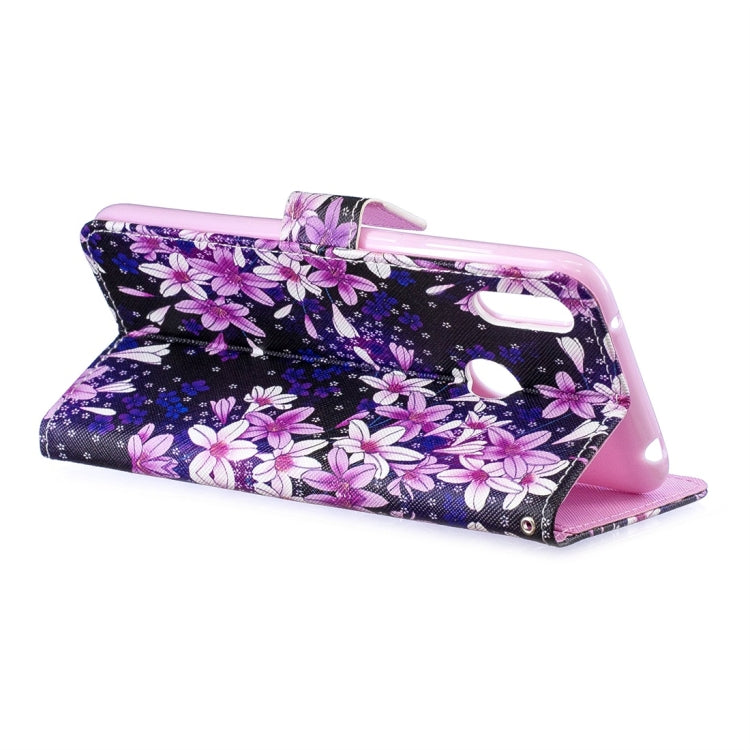 Lily Pattern Horizontal Flip Leather Case for Huawei Y7 (2019), with Holder & Card Slots & Wallet